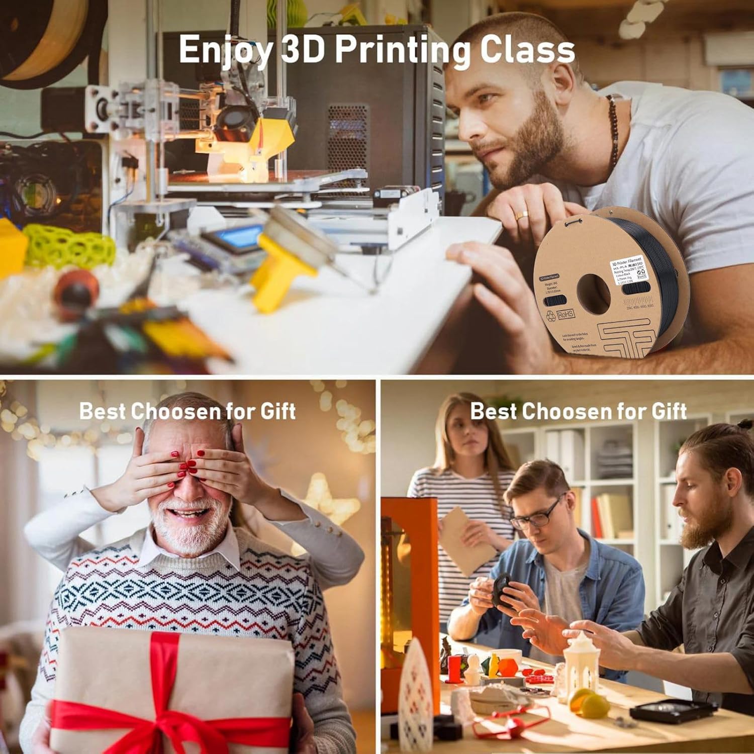 PLA Filament 1.75mm PLA 3D Printer Filament 1KG Cardboard Spool 2.2lbs 3D Printer Filament 30‑600mm s High Speed Printing Consumable Dimensional Accuracy + - 0.03 mm for Ender 3