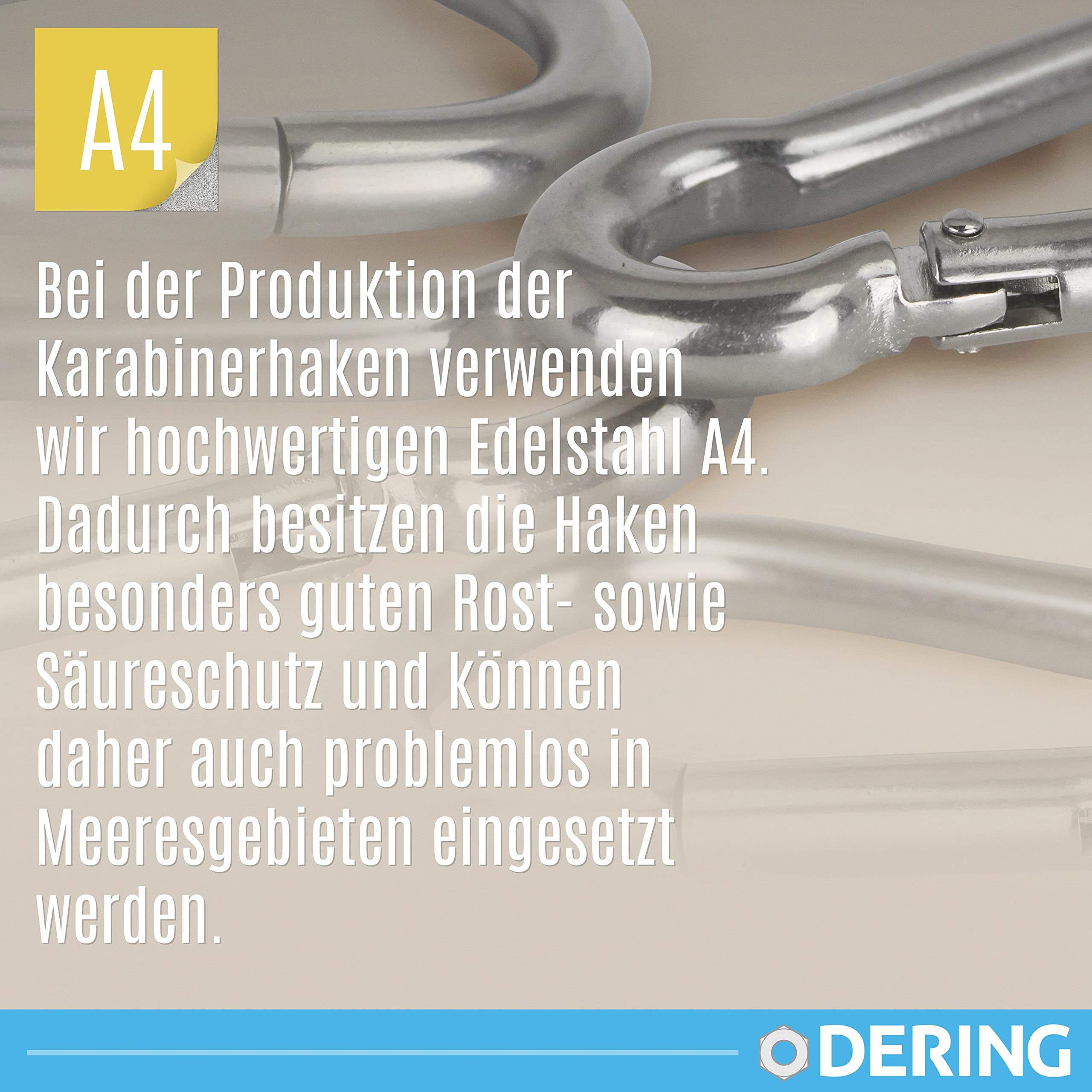 DERING Karabiner Edelstahl 10x100 mm 25 Stück Karabinerhaken für Camping Zubehör