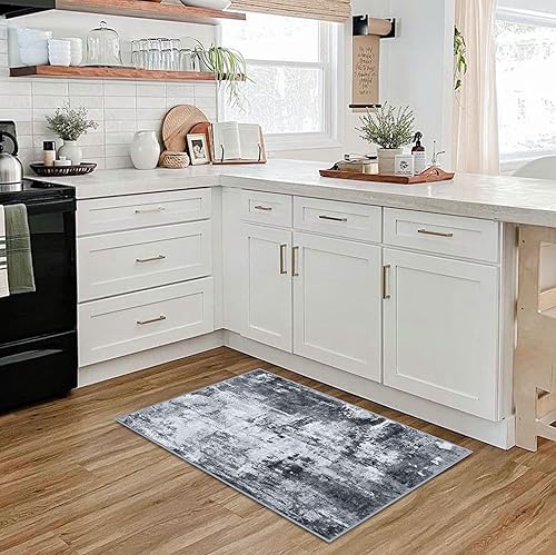 Miniatura 3 de KOZYFLY Alfombra antideslizante de 2 x 3 pulgadas, alfombra de área pequeña, abstracta, lavable a máquina, alfombra moderna para puerta delantera,