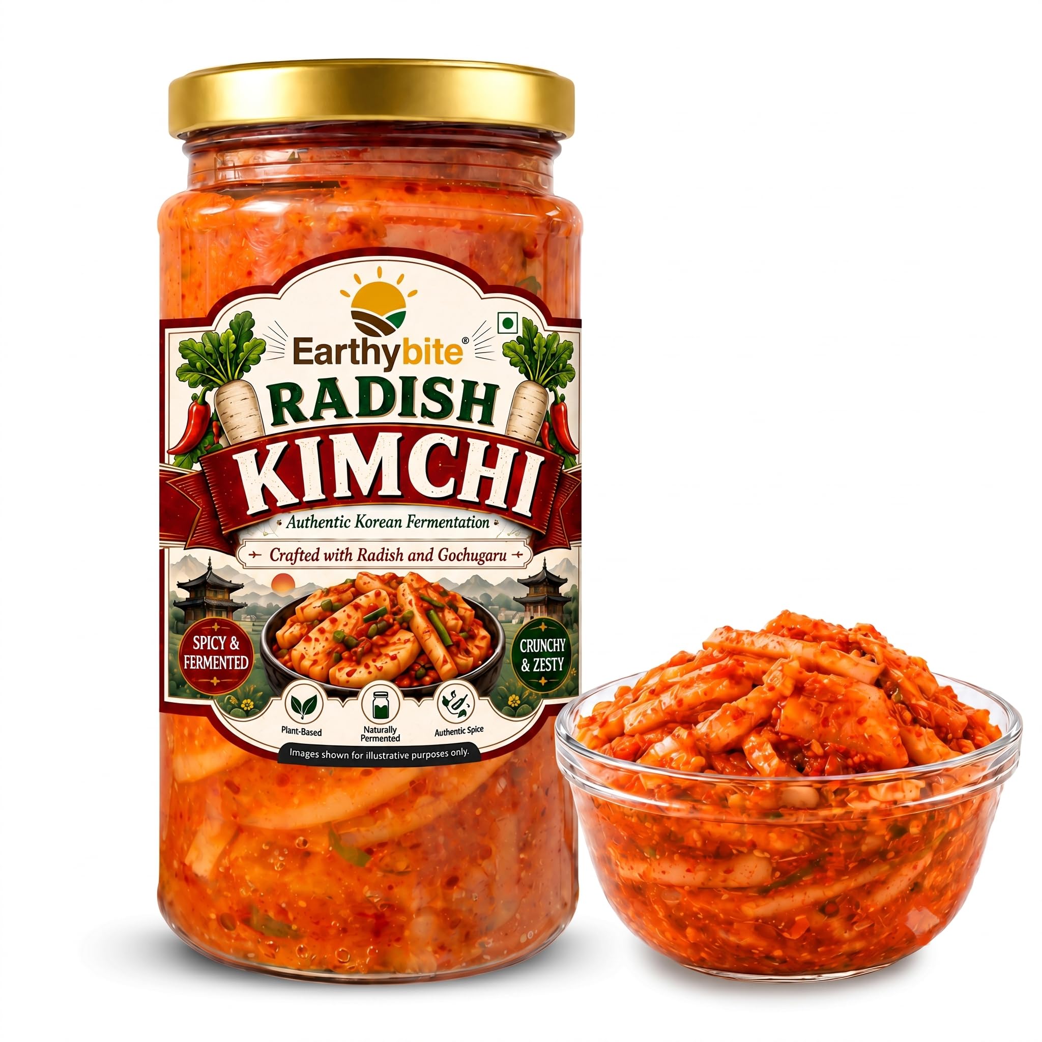 Earthy Bite Authentic Radish Kimchi 250g | Korean Style Kimchi | Crafted with Radish and Gochugaru | Probiotic-Rich Side Dish | Spicy & Tangy | Healthy Pickled| Naturally Fermented, Plant-Based, Preservatives-Free-image-41