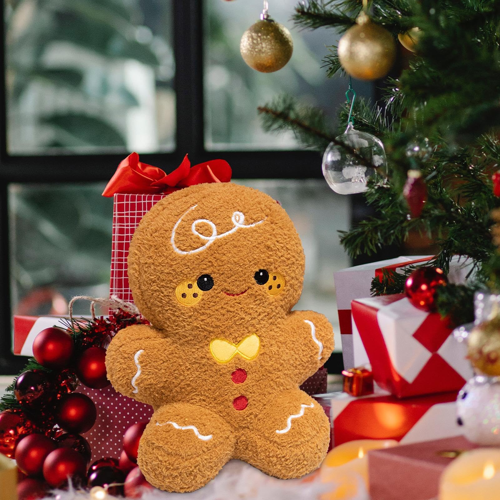 Gingerbread Man Pluszak | Świąteczna Miękka Zabawka Pluszowa | Poduszka Do Spania I Przytulania Dla Dzieci Dziewczynek Dorosłych
