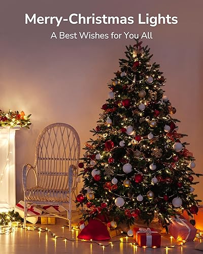 Miniatura 3 de Luces de Navidad, 100 luces LED de 33 pies para decoración de árbol de Navidad al aire libre e interior, guirnalda de luces impermeables con 8 modos