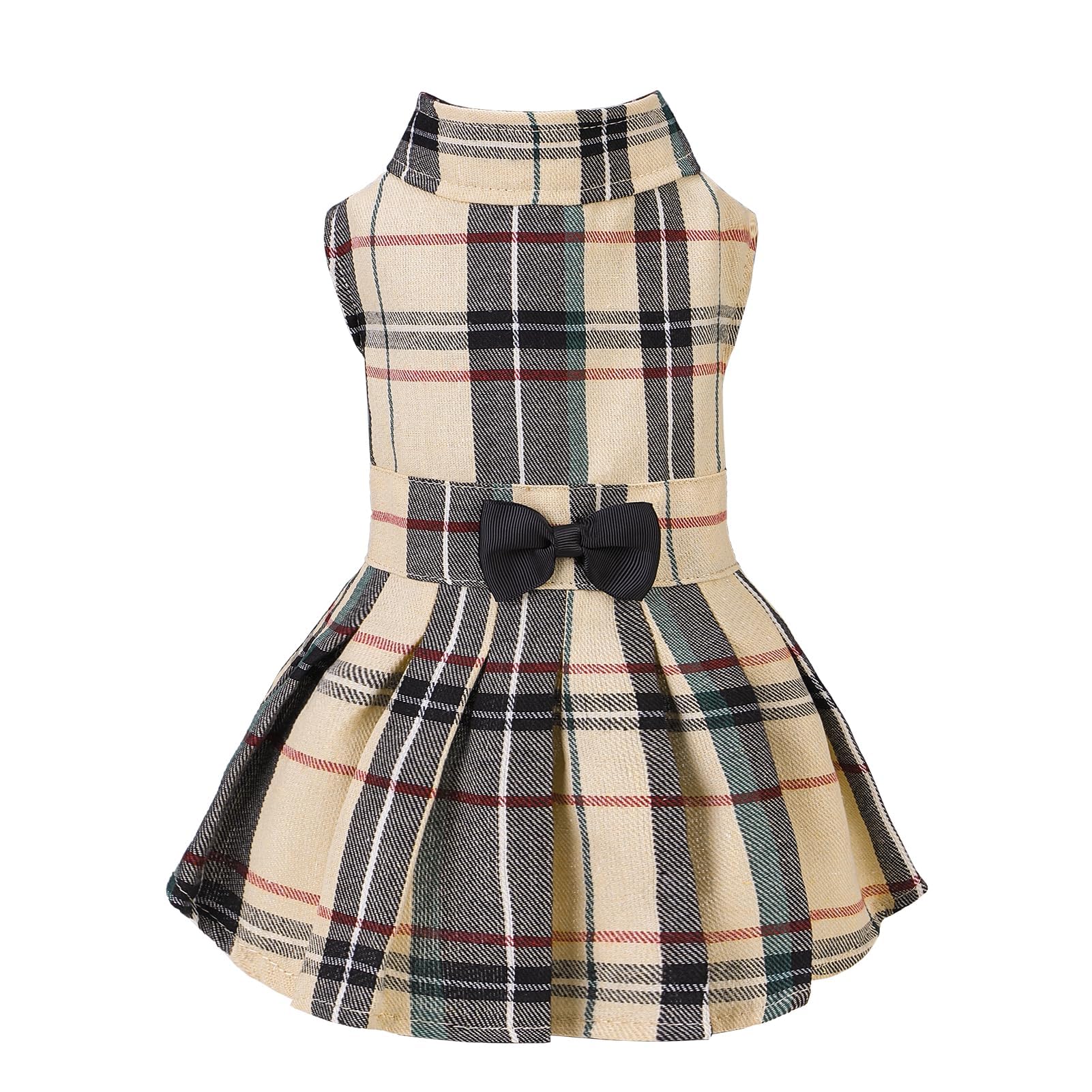 Photo 1 of PUPTECK Classic Plaid Dog Dress Cute Puppy Clothes Outfit