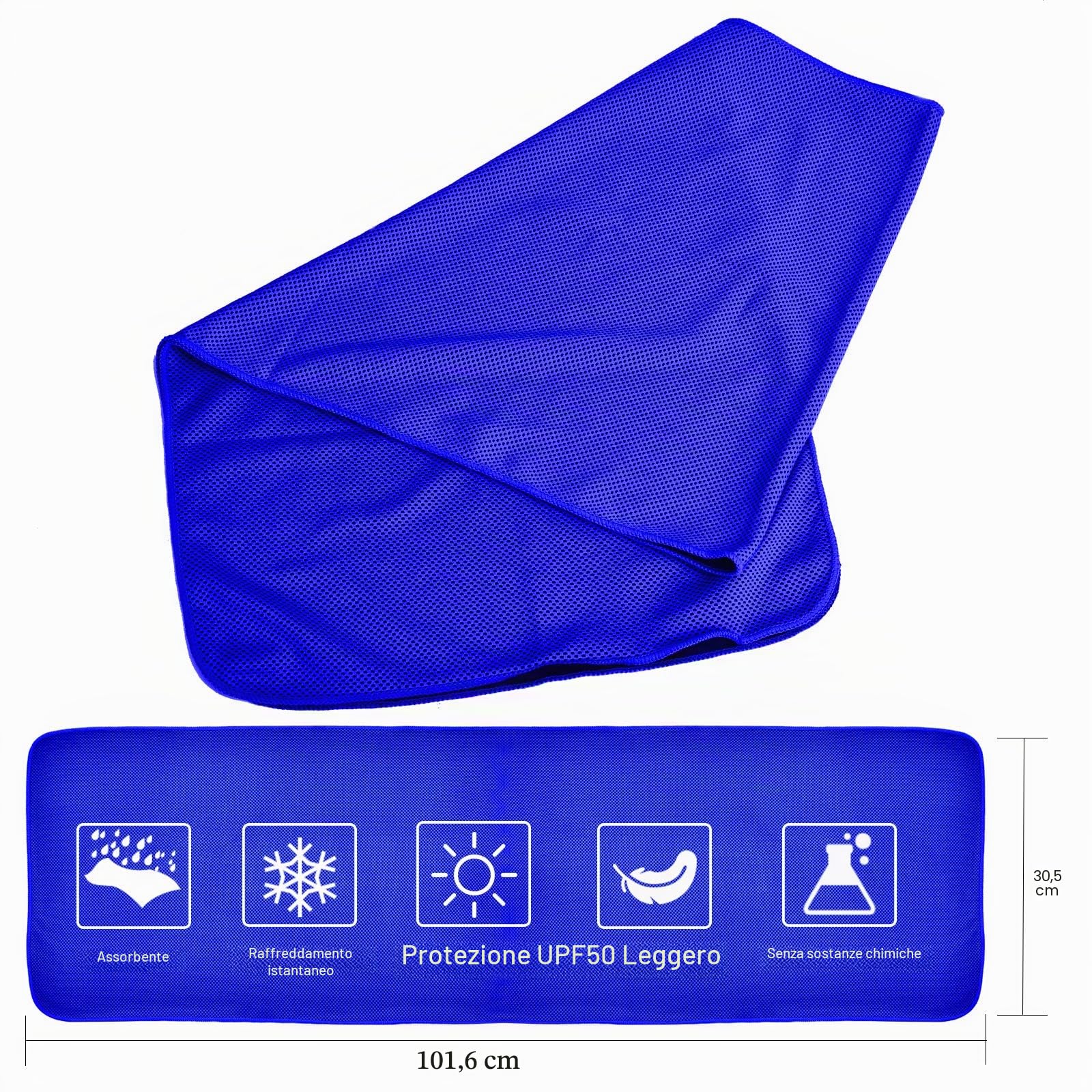 Confezione da 4 asciugamani refrigeranti (101,6 x 30,5 cm), asciugamano per ghiaccio,morbido e traspirante,asciugamano in microfibra palestra,allenamento,campeggio, fitness,blu/grigio/nero/blu scuro