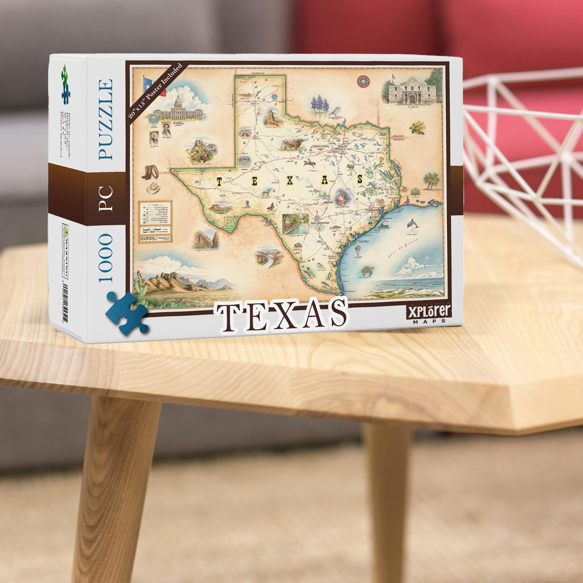 Amazon.com: Texas State Map Cardboard Jigsaw Puzzle - 1000 Pieces