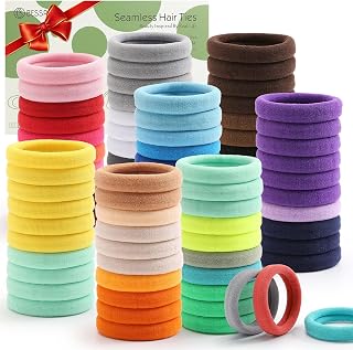 Bessrung 100PCS Seamless No Crease Hair Ties - Elastic Cotton Scrunchies for Thick Thin Hair, Damage-Free Ponytail Holders for Women Girls