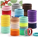 Bessrung 100PCS Elastic Hair Ties, Seamless Hair Band, Ponytail Holder No Crease Damage, Cotton Bands, Hair Scrunchies for Thick Thin Hair, Hair Accessories for Women