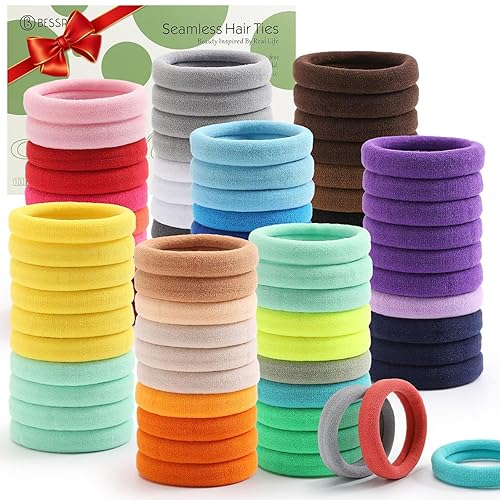 Miniatura 24 de Coleteros sin costuras para cabello grueso, elásticos, para niña o mujer, que no causan daños, 100 piezas, color negro