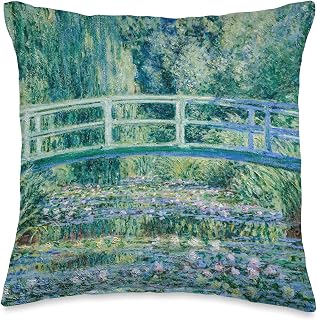 Monet's Water Lilies and Japanese Bridge Modern Art Painting Throw Pillow