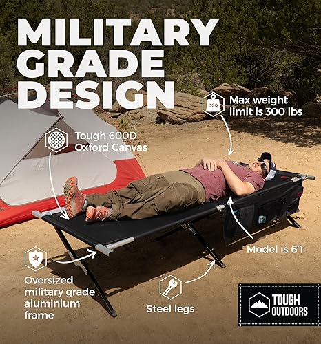 Miniatura 3 de Tough Outdoors Camping Cot for Adults- Folding Sleeping Cots for Camping & Hunting - Heavy Duty Military Bed - Army Fold-Up Camping Bed - Travel
