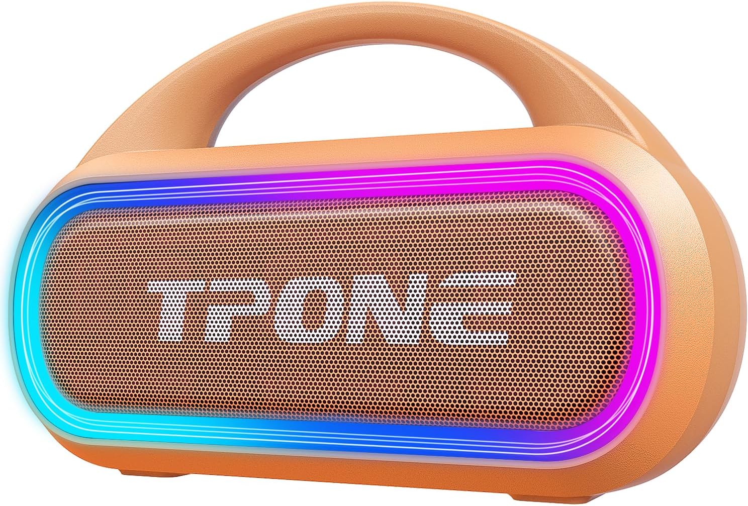Portable Bluetooth Speaker,30W（Peak） Wireless Speaker for Outdoor Travel,100ft Range,Multi-Colors Rhythm Lights, TWS Pairing, BT5.3,for Home/Party/Outdoor/Beach.(Peach Fuzz)