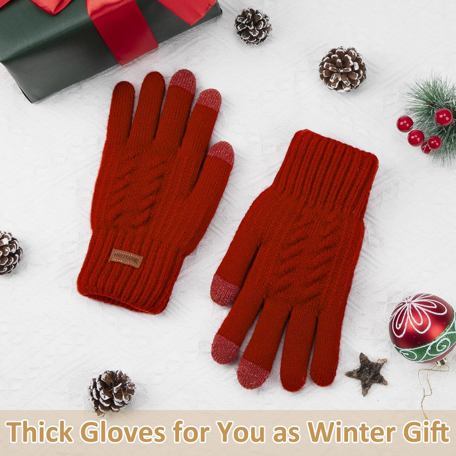 Womens Winter Gloves Cold Weather Warm Knit Touchscreen Fingers Elastic Cuff Soft Lining Thermal Dual Layer Glove - Image 7