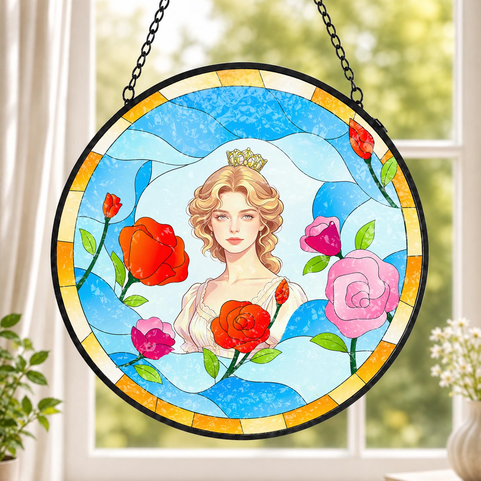 Personalised Stained Glass Suncatcher, Custom Photo Window Hanging Ornament
