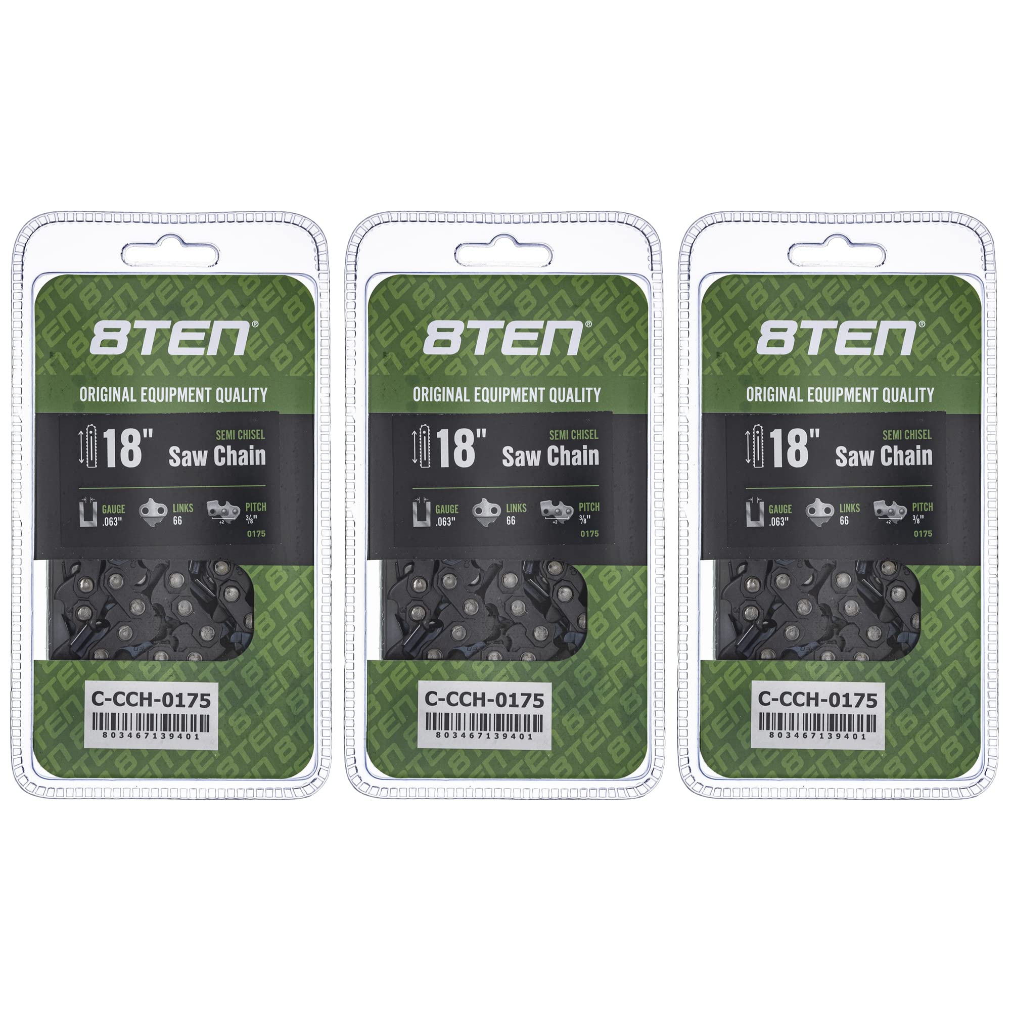 Amazon.com: 8TEN Semi Chisel Chainsaw Chain 18 Inch .063 3/8 Pitch