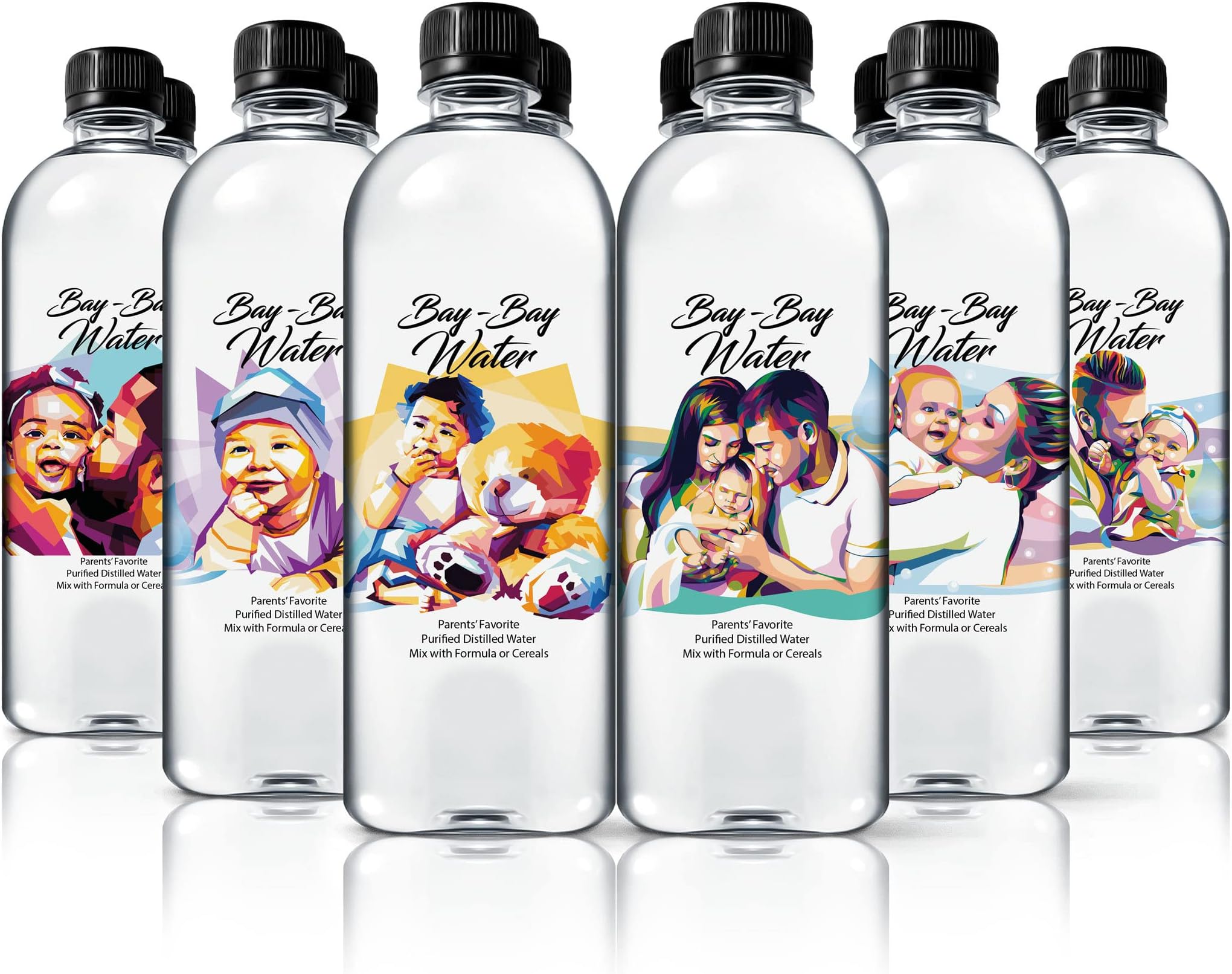 Bay Bay Water - Purified Distilled Water for Babies - 16.9 oz. - Use for Everyday Drinking, Infant Formula, Milk, and Baby Cereal - BPA Free - No Fluoride, Phosphate - Prevent Mineral Overload - (12)