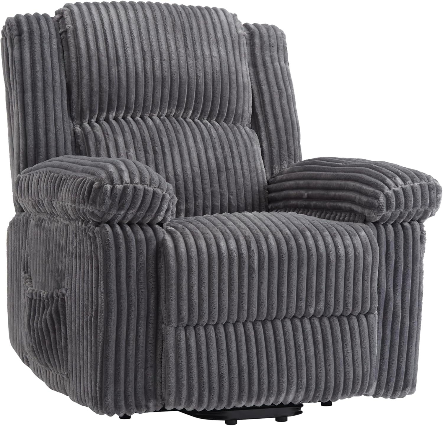Garvee Corduroy Recliner Chair, Manual Recliner Sofa with Handle, Pillow Top Arms, Thick Padding, Side Pocket, 400Lbs Capacity, Adjustable Recliner for Living Room, Bedroom, Home Theater, Dark Gray