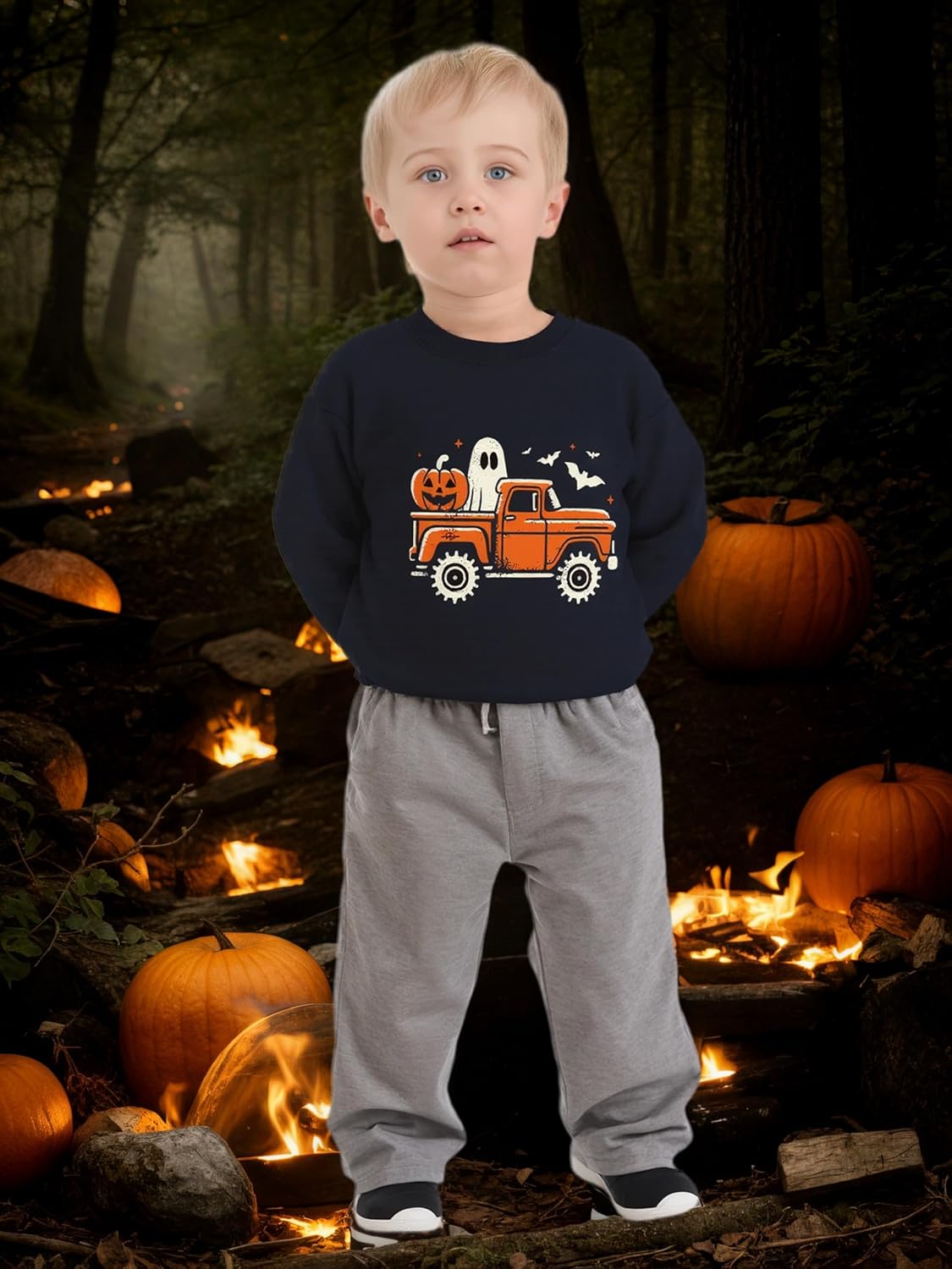 Kids Halloween Sweatshirt Boys Girls Pumpkin Ghost Toddler Shirt Crewneck Long Sleeve Graphic Top for 2-7T - Image 5
