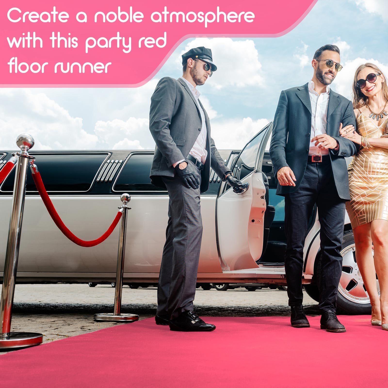 Boao Neoprene Carpet Runner Reusable Plastic Floor Runner Non Slip Rubber Backed Runner Rugs for Hallway Aisle Runner Carpet Roll for Wedding Party Decor Prom Business Outdoor (Pink,20 x 2.3 ft)