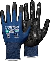 Vista 12 de KAYGO MicroFoam - Guantes de trabajo con revestimiento de nitrilo, 12 pares KG19N de nailon de punto sin costuras, micropuntos para un mejor agarre