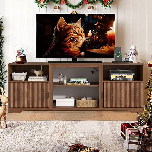 Fluted TV Stand for Tvs up to 80",Mid Century Modern