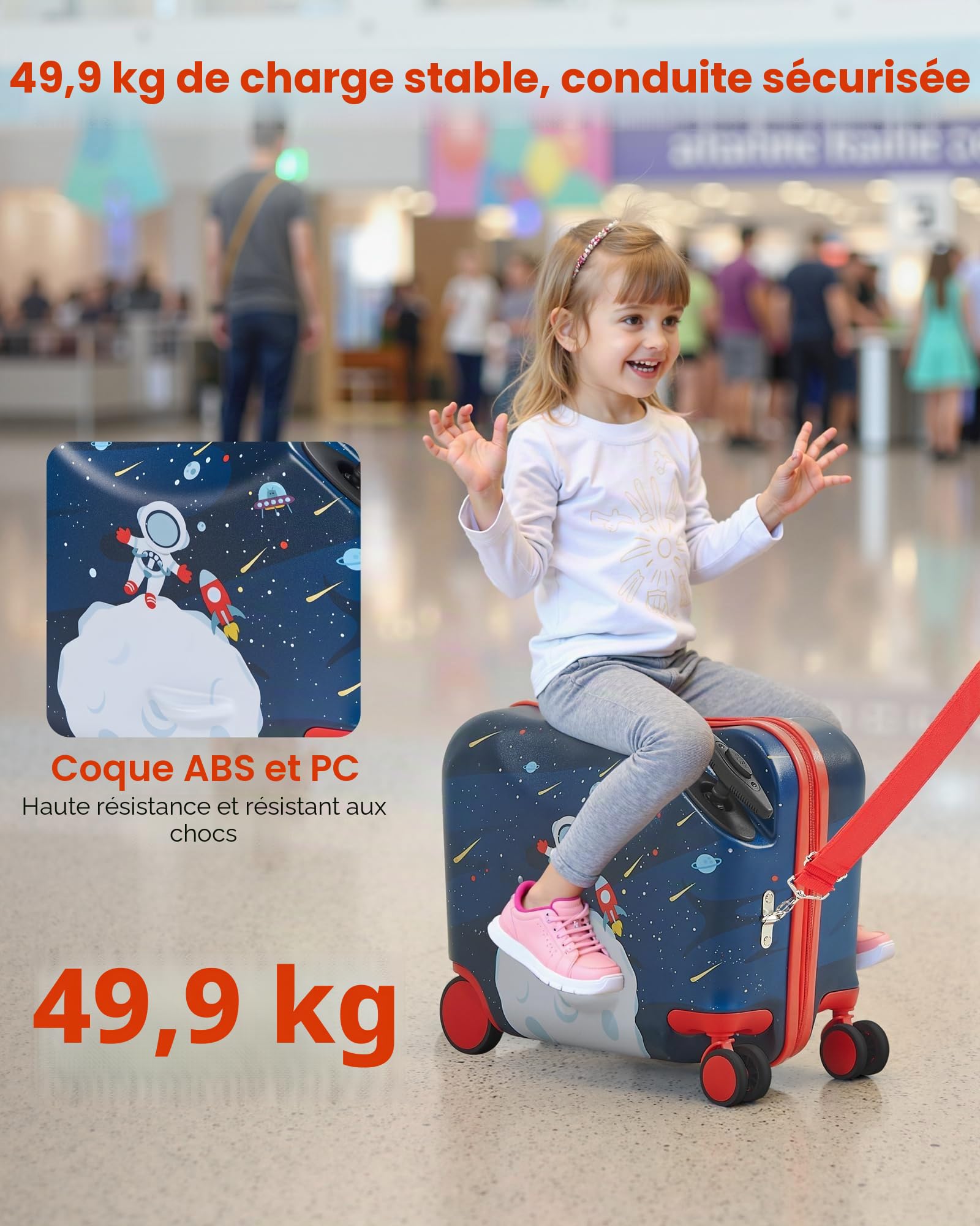 VEVOR Valise à roulettes Enfant, Capacité 26 L, Bagage à roulettes, Charge 50 kg, avec Bandoulière Réglable, Poignée Renforcée, Conception Légère, pour Voyages Enfants Garçons Filles de 3 Ans et Plus
