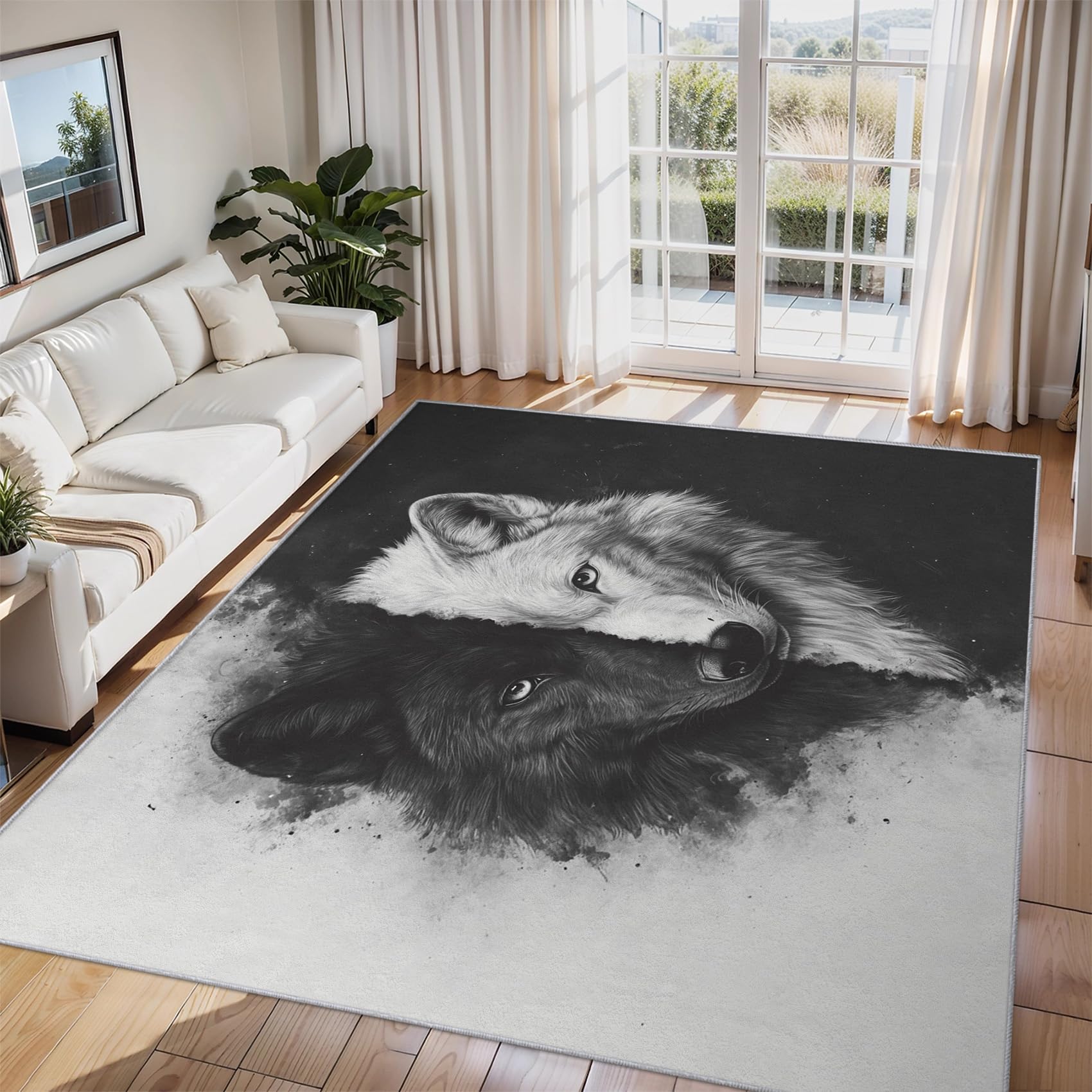 Tapis animaux noir et blanc doux créez un coin de lecture apaisant au salon