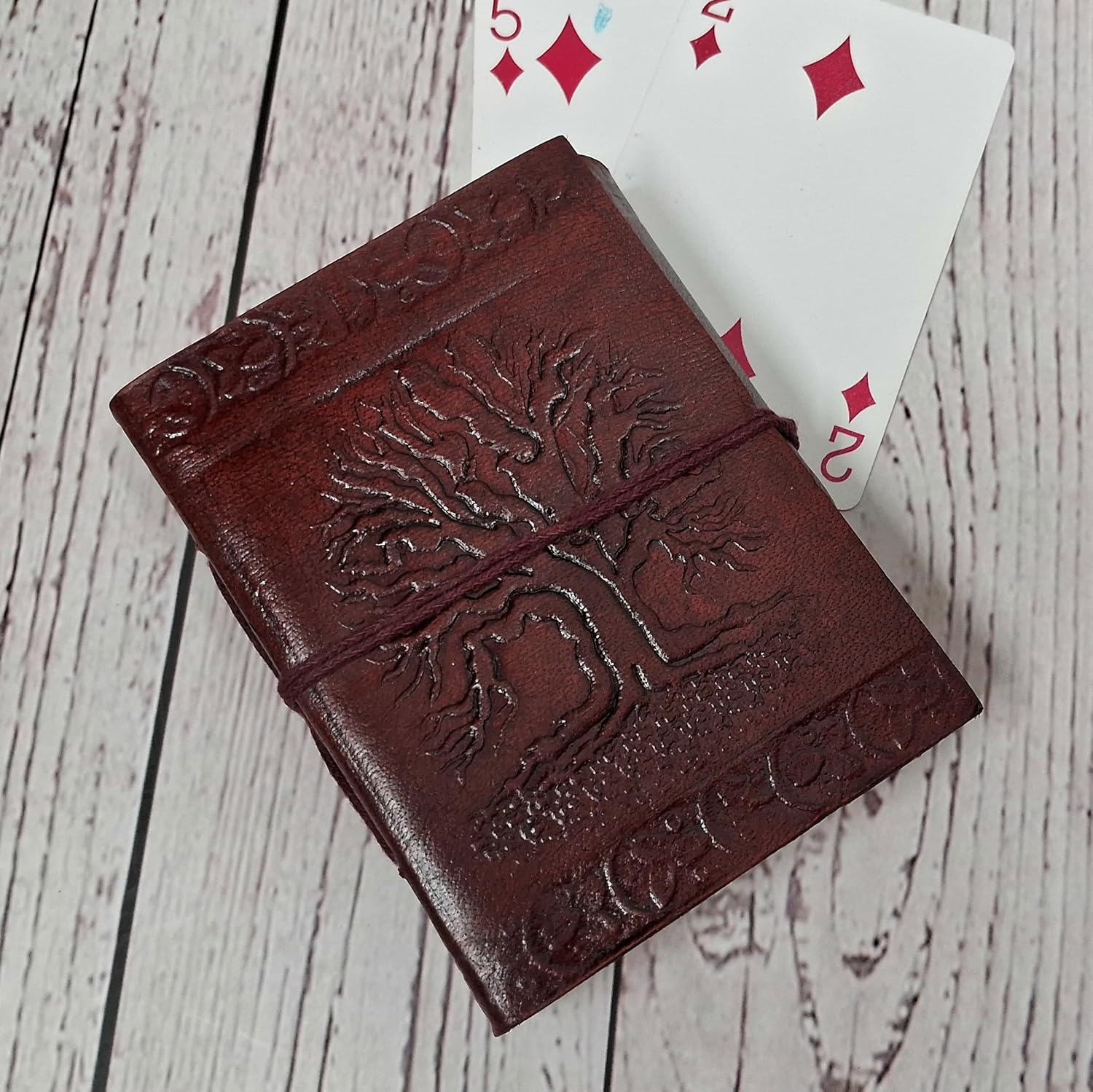 Purpledip Leather Diary 'Tree Of Life': Handmade Paper Travel Journal Pocket Notebook (11710)