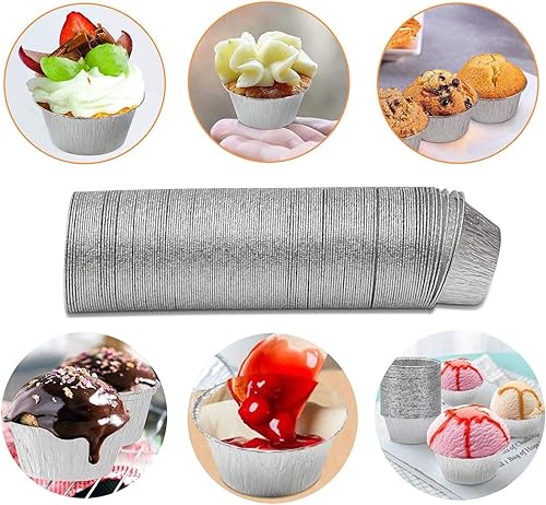 Miniatura 4 de Ramequines de papel de aluminio pequeños, vasos de aluminio paquete de 150 unidades Ramekins Muffins Tazas desechables Ramekins Ramekins, 4 oz tazas