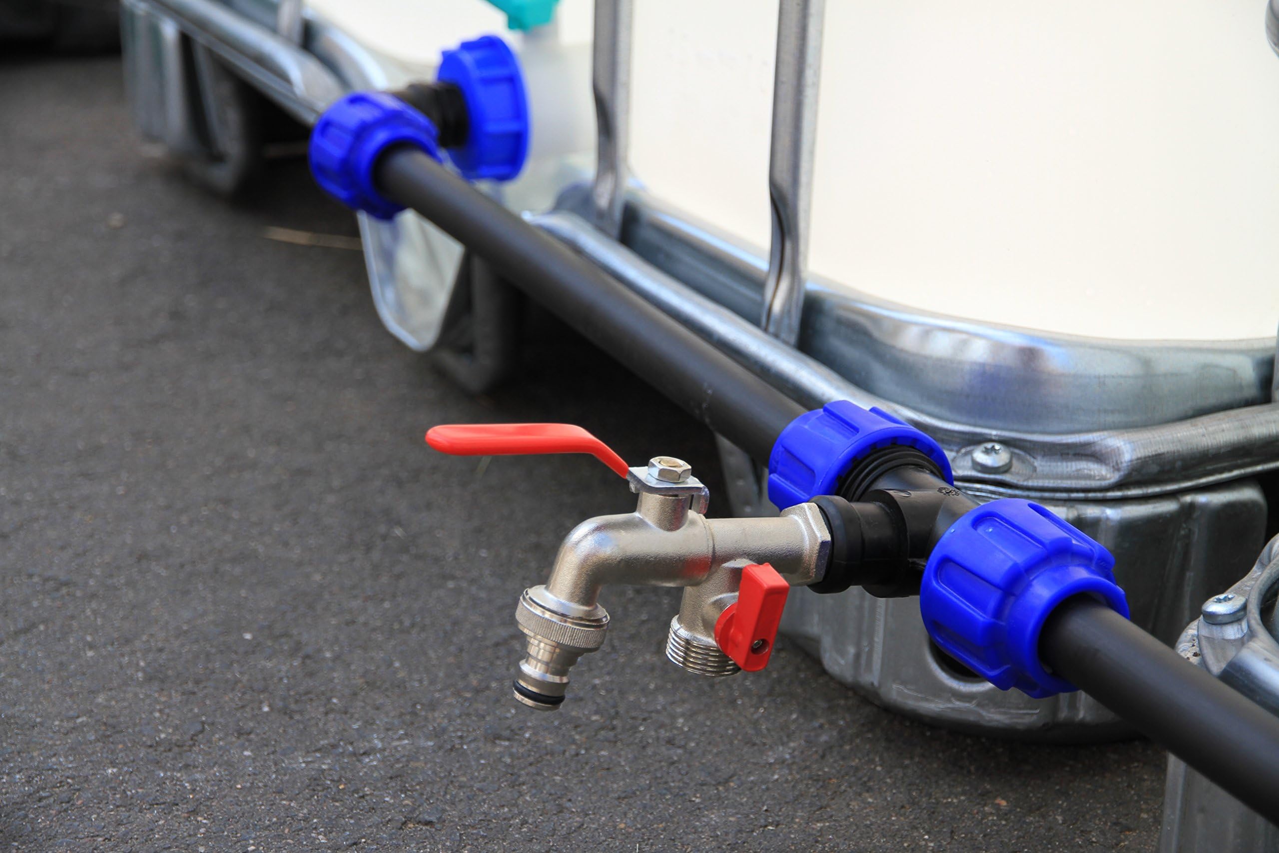 Connection Set for IBC Containers, 1,000 Litre Rainwater Tanks, Barrels, Canisters