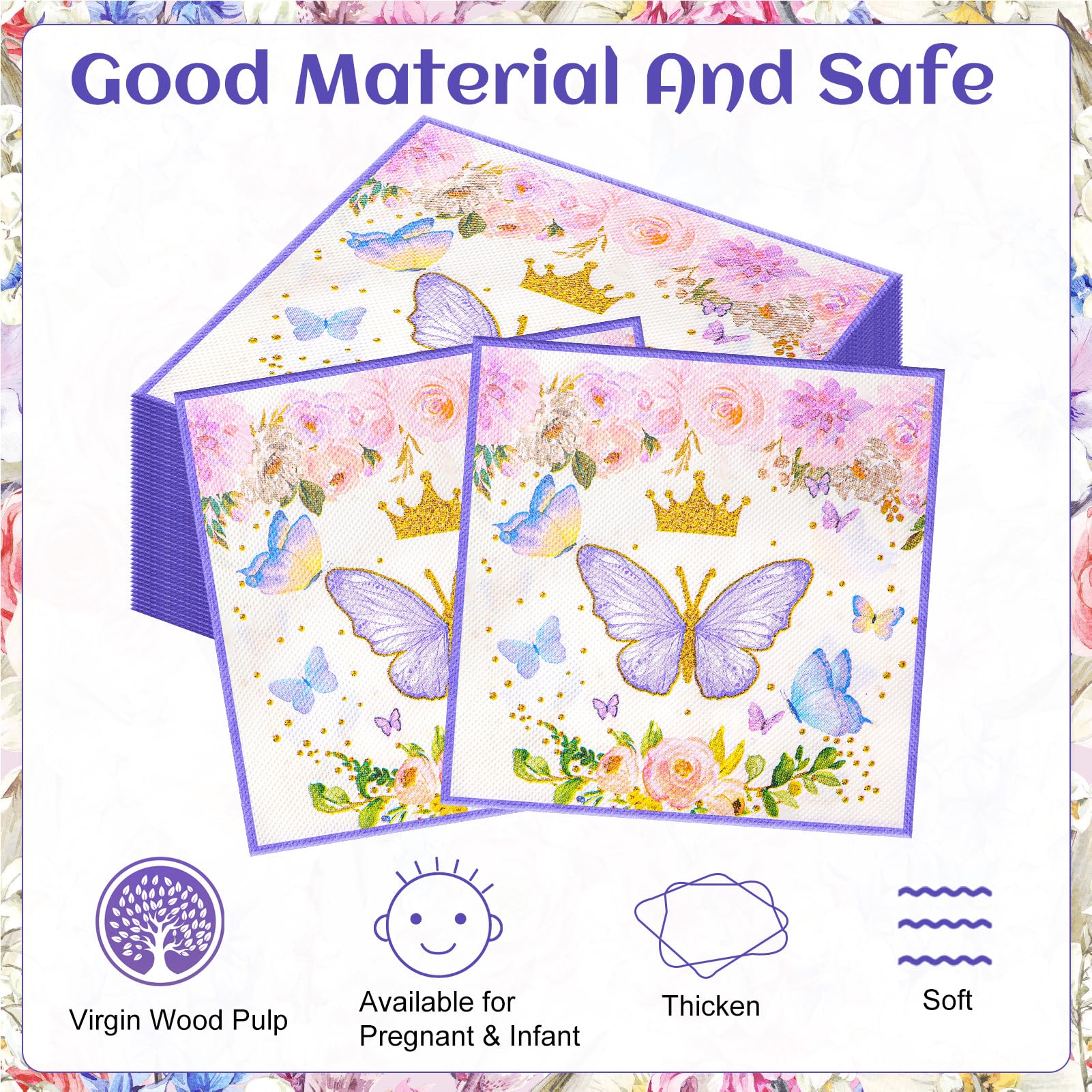 Vlinderdessertservetten (16 kt) – Pastelkleur aquarel feest- en babyshowerdecoratie - België