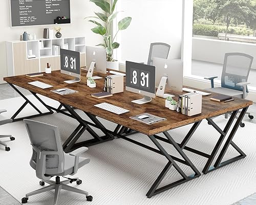 Miniatura 49 de LVB Escritorio negro, escritorio moderno para computadora de escritura para juegos para oficina en casa, mesa de computadora de estudio de madera de