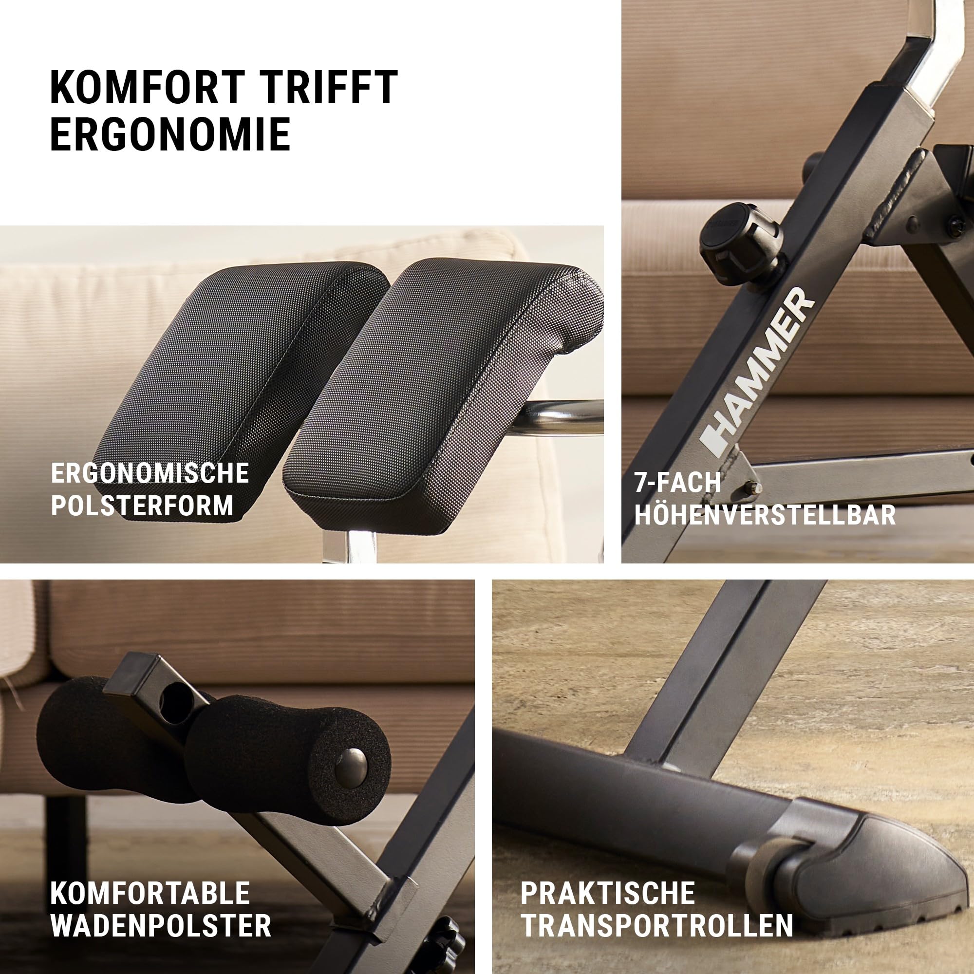 HAMMER Tricon – Rückentrainer Hyperextension Bank Multifunktionale Trainingsgeräte Bauchtrainer