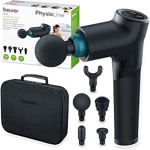 Beurer MG 185 Massagepistole, Massage Gun mit 5 Aufsätzen, kraftvolle Triggerpunktmassage, Lockerung von Verspannungen, Muskelmassagegerät mit 9 Intensitätsstufen, mit Akku