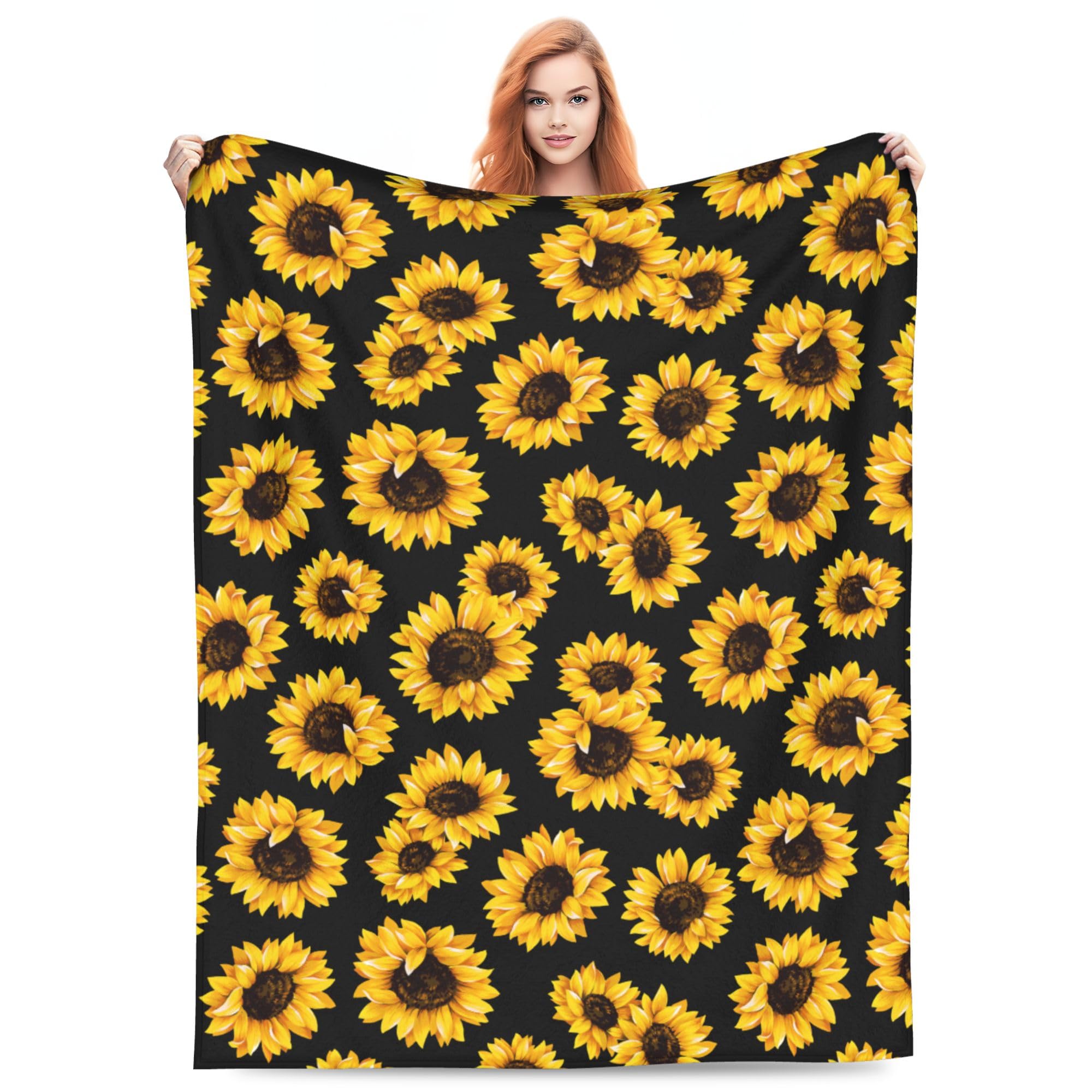 Xinvast Yellow Sunflowers Sunflowers Blanket Animal Throw Blanket Super Soft Flannel Fleece Throw Blanket Lightweight Plush Fuzzy Bed Blanket For Couch 50"X60"