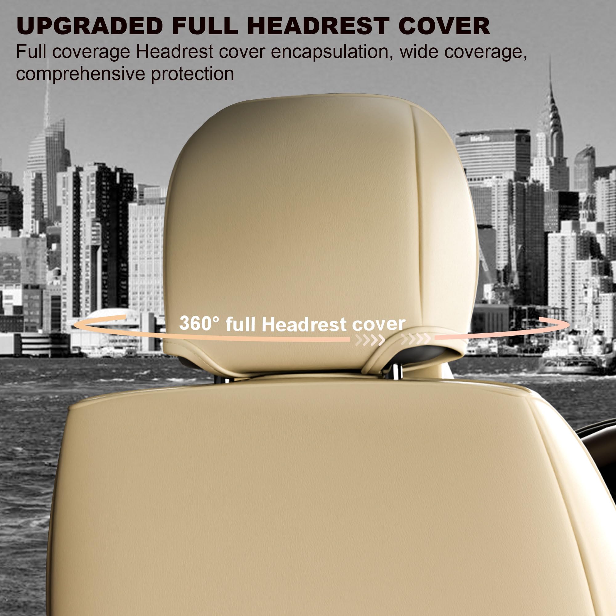 ASLONG 5PCS H7 Front and Back Car Seat Covers Auto Interior Accessories with Water Proof Nappa Leather for — view 3