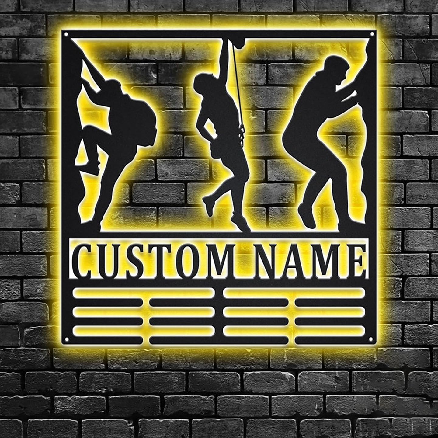 Climbing Medal Holder, Personalized Climber Name LED Display