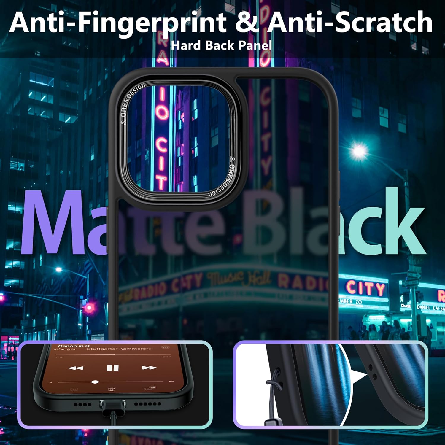 ONES for iPhone 12/12 Pro Case, Matte Black Phone Case, Translucent Hard PC Cover & Black Silicone Bumper, Military Grade, Shockproof Airbag, Anti-Yellow, Scratch-Resistant, Thin Case - Image 6