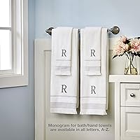 Vista 5 de SKL Home Casual Monogram - Juego de toallas de mano, N, 16 x 26 pulgadas, color blanco, 2