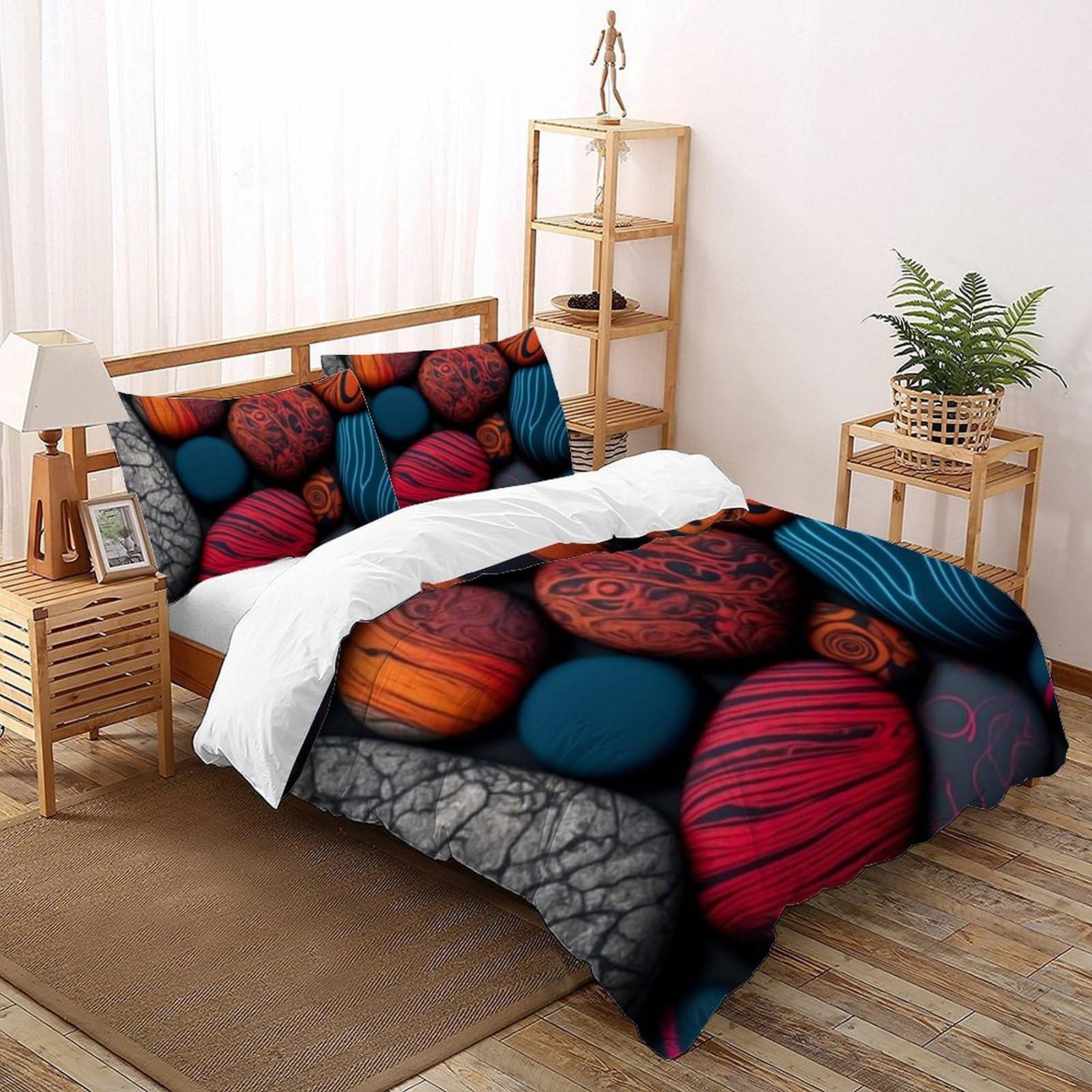 Housse de couette pierres précieuses colorées 3D pour lit king size