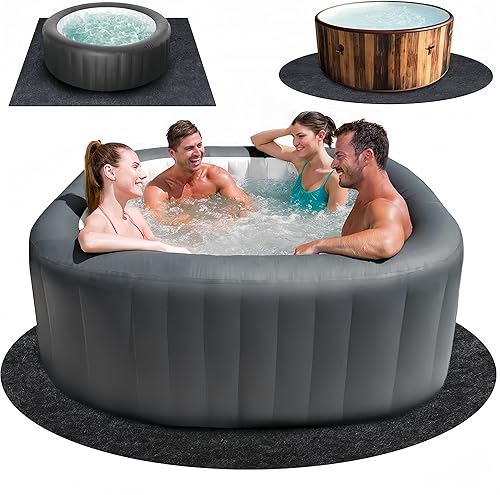 Miniatura 8 de Tapete inflable extra grande para bañera de hidromasaje de 100 x 100 pulgadas, respaldo antideslizante impermeable, protector absorbente para suelo