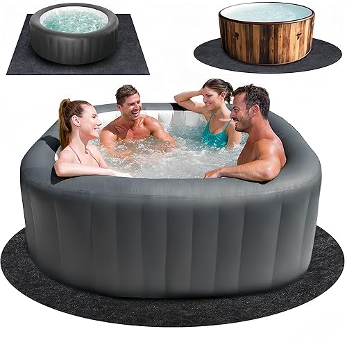 90 * 90 inch Round Hot Tub Mat, Extra Large Inflatable Hot Tub Pad Outdoor Indoor, Waterproof Slip-Proof Backing, Absorbent Spa Pool Ground Base Flooring Protector Mat for Hot Tub Deck