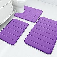 Vista 19 de Buganda - Juego de 3 alfombras de baño con espuma viscoelástica gruesa y suave, absorbentes, antideslizantes, lavables, distintos tamaños
