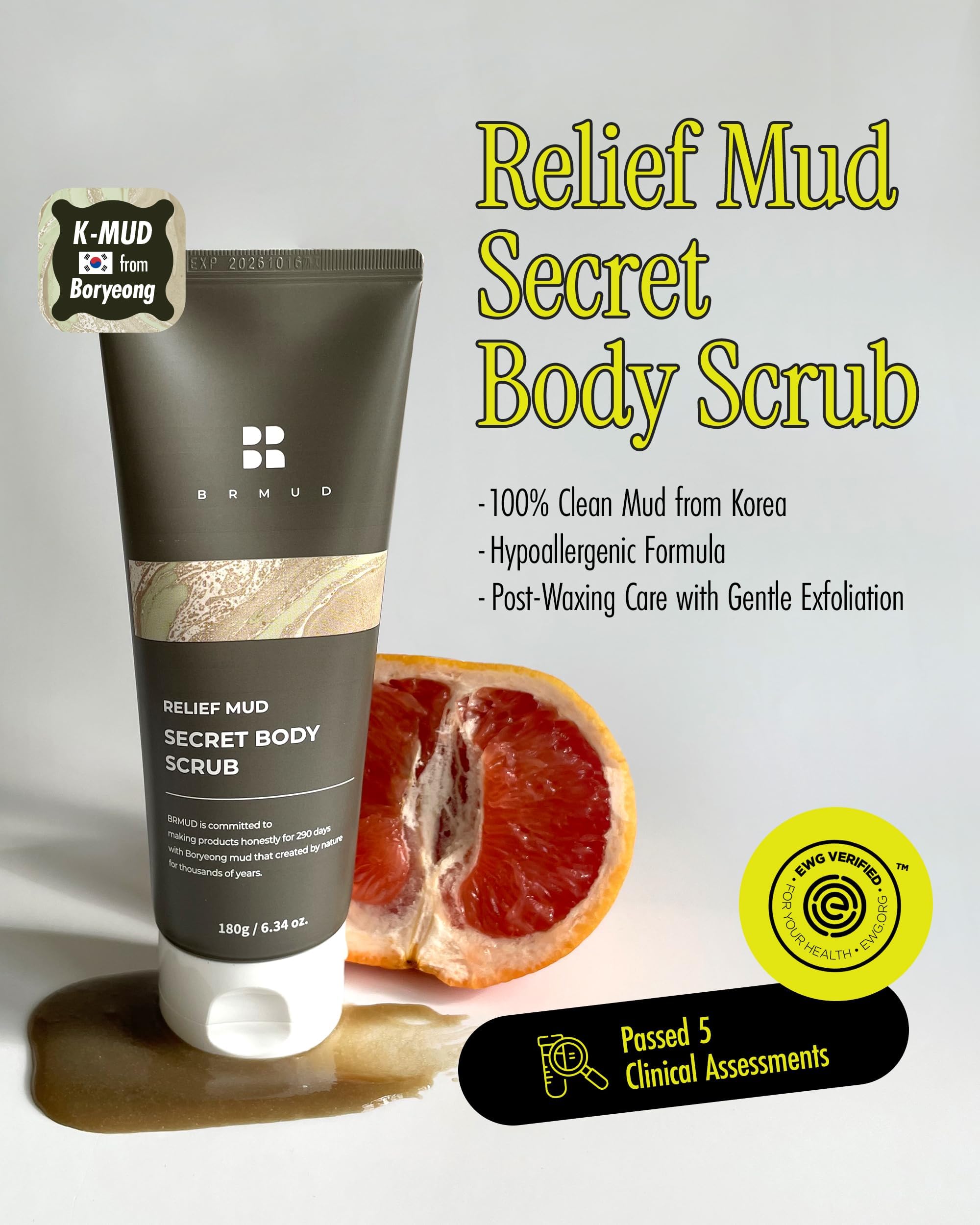 Scrub corpo segreto di Brmud per sollievo dal fango, unisex, 180 ml