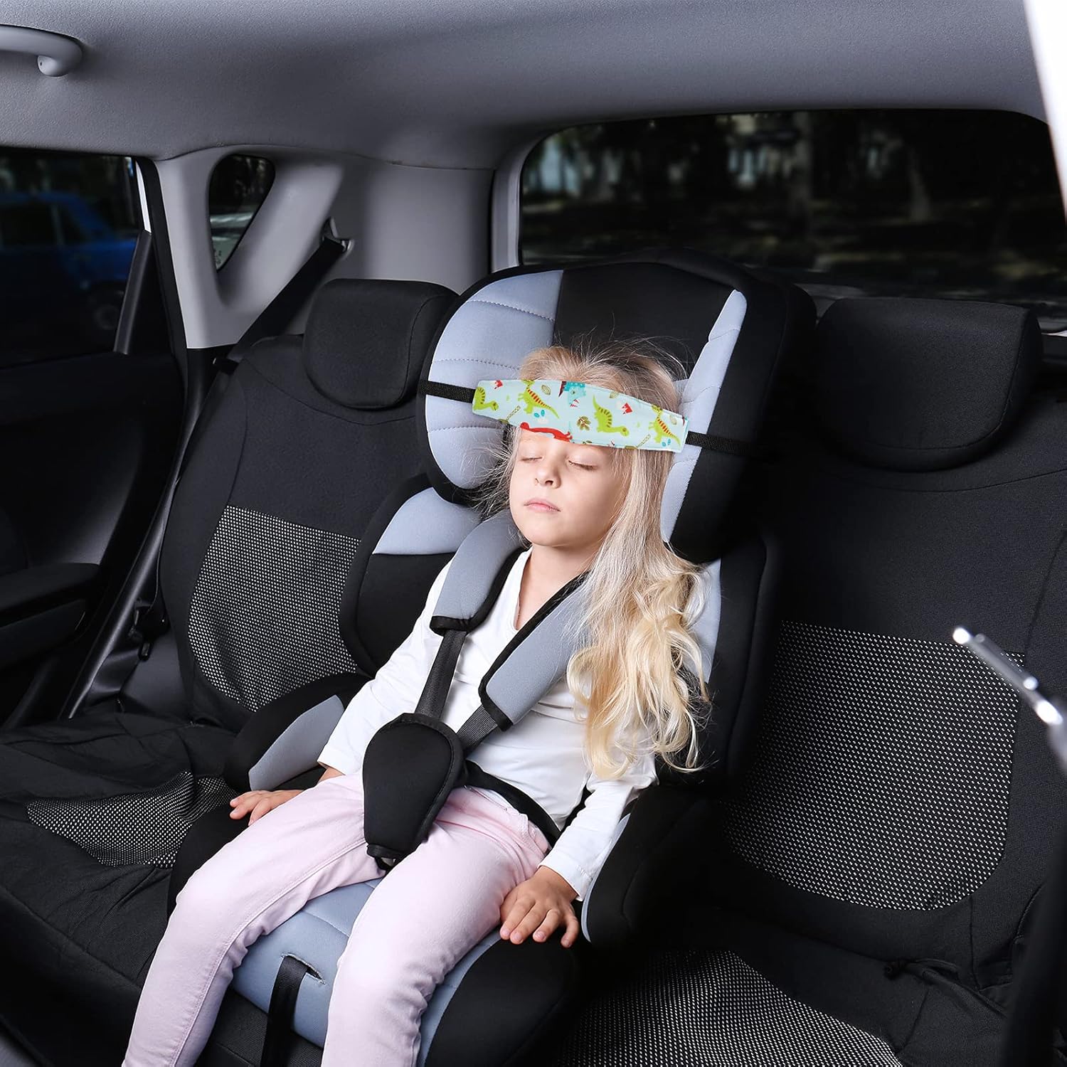 HESTYA 2 Pcs Carseat Head Support Toddler Stroller Seat Headrest for Sleeping Traveling Neck Relief Headband Strap for Kids Children Toddler Infant(Dinosaur and Dolphin) thumbnail