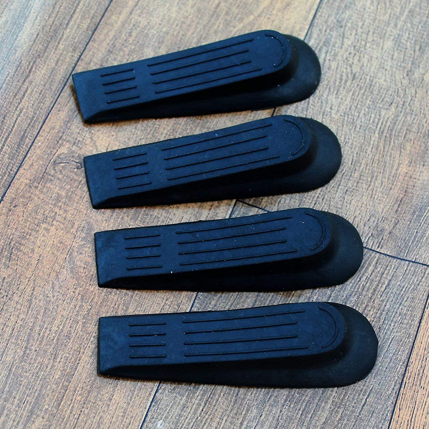POTZO Smart Home Rubber Wedge Door Stopper, Slip-Resistant, Used to Stop Jam Doors for Slippery Floors, Pack of 4 (Black) (B097Z1Q8W3) Amazon Price History, Amazon Price Tracker