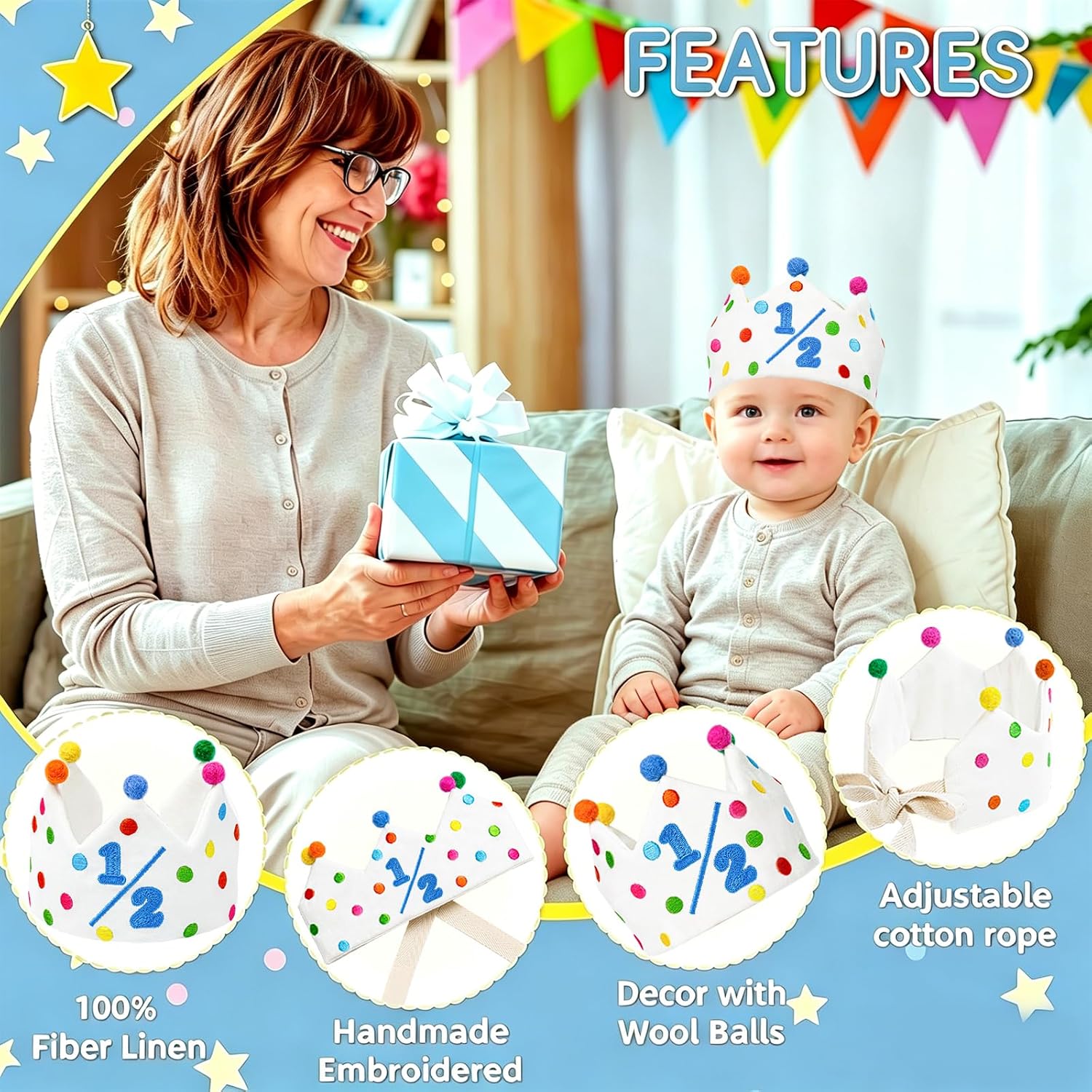 Personalized Hand Embroidered Crown, Customed Birthday Crowns for Kids Birthdays Party, Fit All Ages image 2