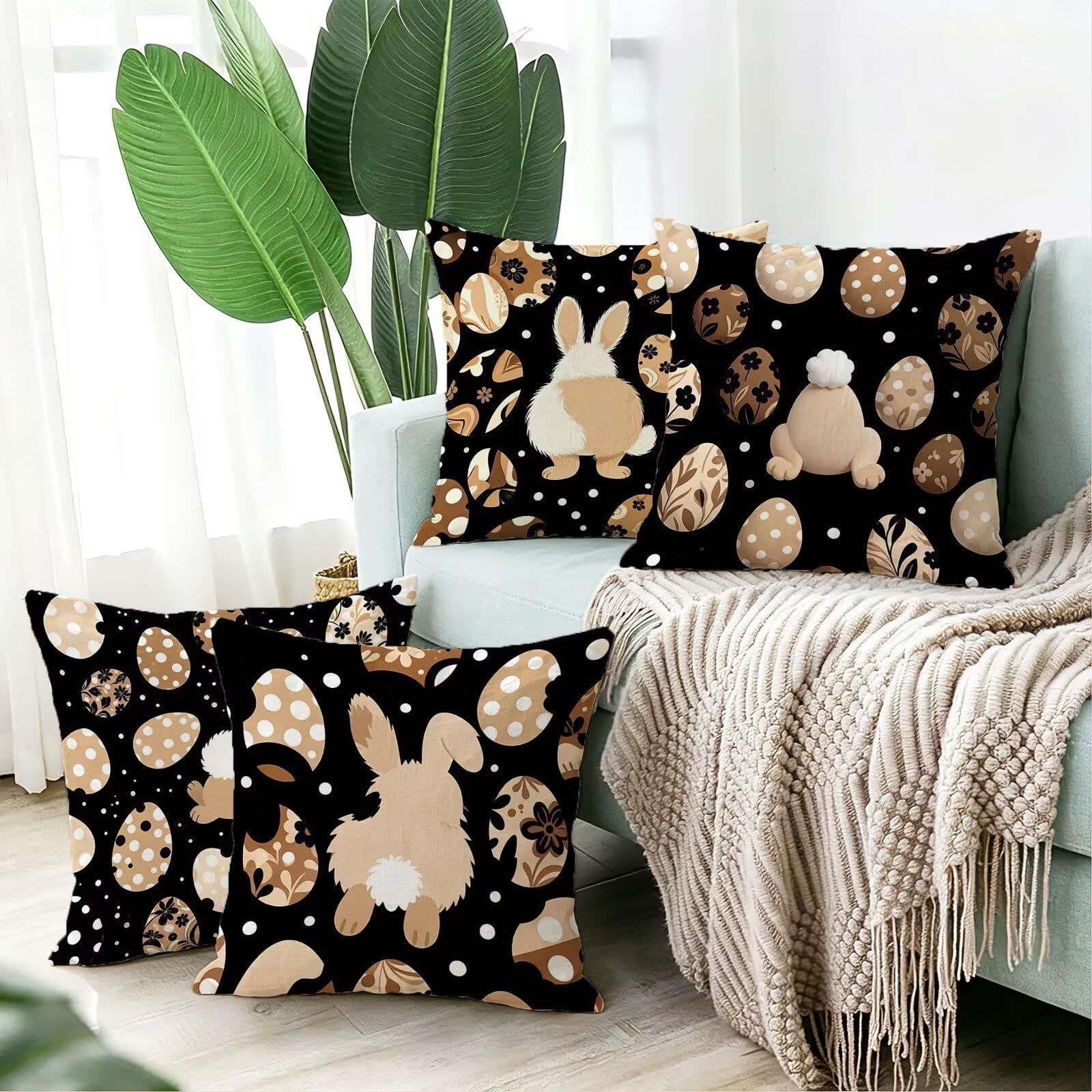 Beige Federe Cuscini Divano 60x60cm, Cuscini da Esterno Set de 4, Cod-96 | Lin Copricuscini Decorativi Letto Arredo, per Letto, Soggiorno, Giardino, Esterno, Casa Decorazione Set di 4 Animale