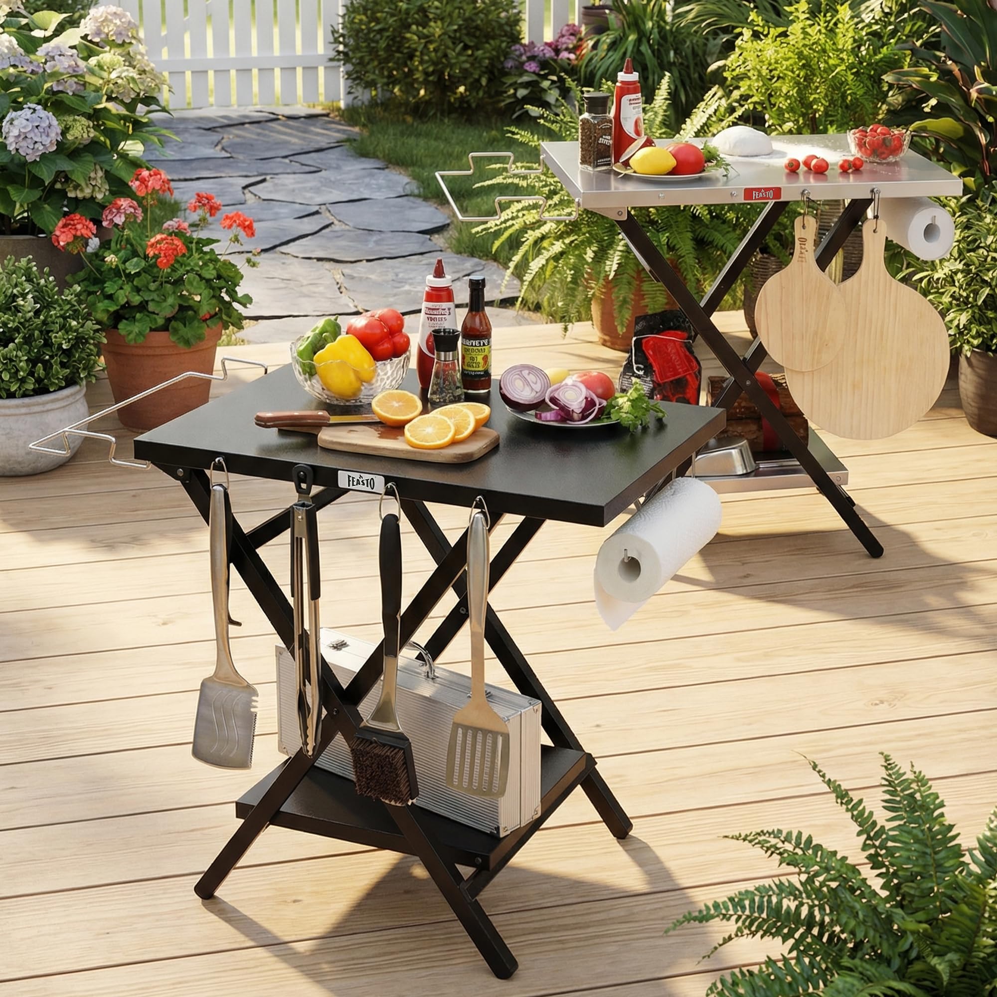 Feasto Large Folding Table, Foldable Grill Stand and Pizza Oven
