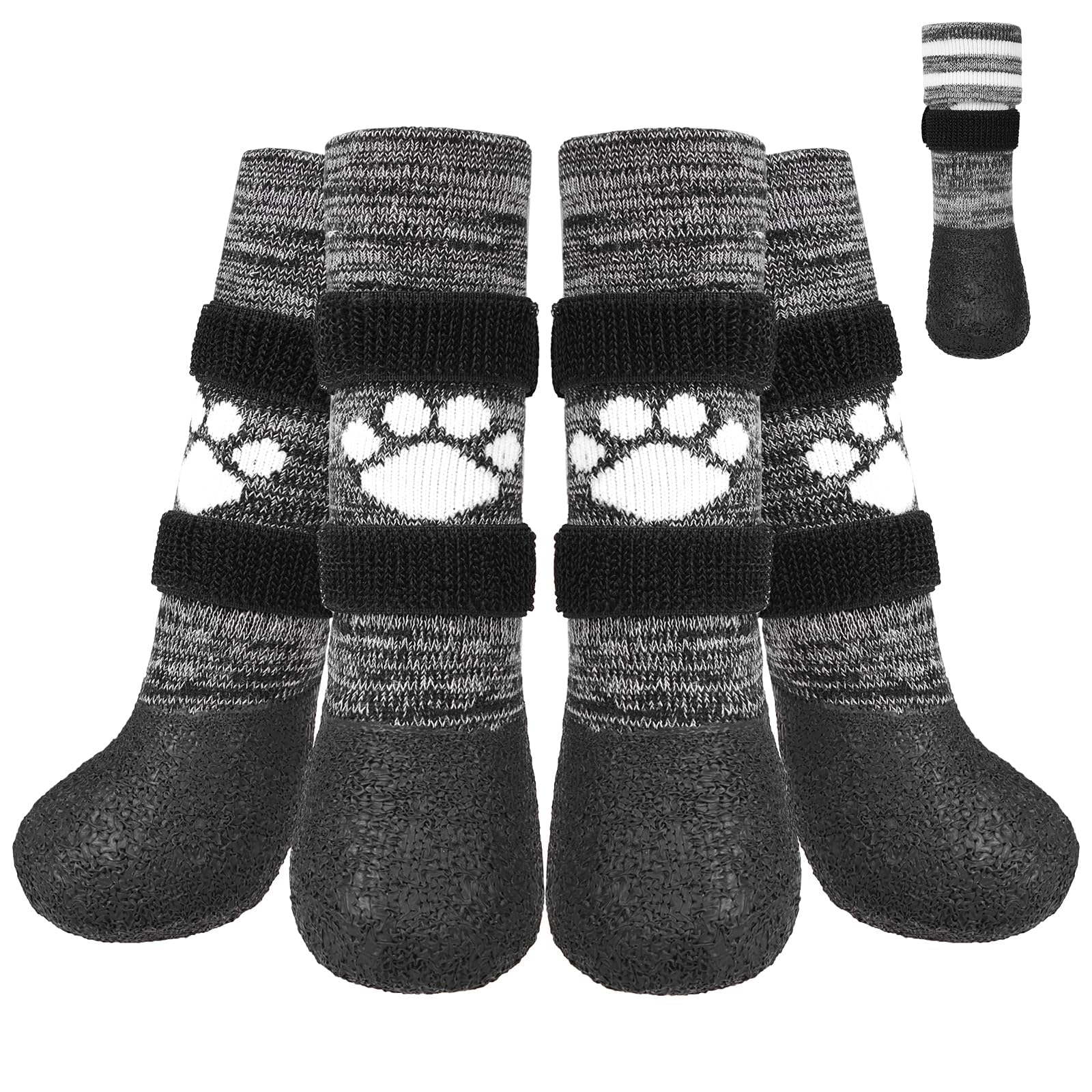 KOOLTAIL Anti Slip Dog Socks Boots, Waterproof Dog Shoes Lengthening Paw Protector with Straps Traction Control for Hardwood Floor, Prevent Licking Booties for Small Medium Large Senior Old Dogs