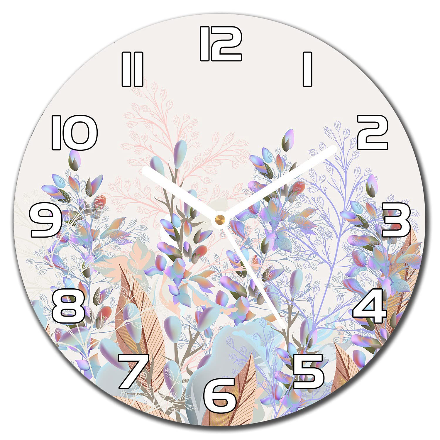 Horloge murale en verre sécurité 30 cm au design floral haut de gamme